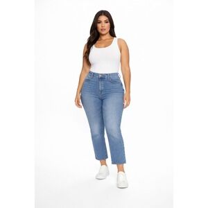 FRAME Denim Le High Straight Cropped Jeans Bixby Wash Blue High Rise Size 31